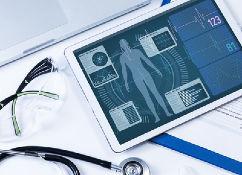 vital sign monitor in tablet PC, medical technology concept